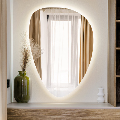 Irregular egg-shaped mirror Wall-mounted LED backlighting
