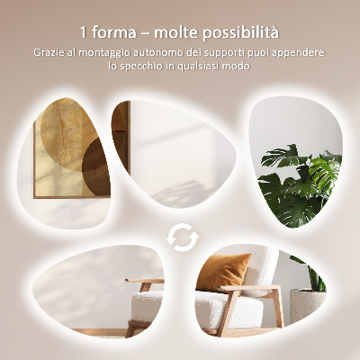 Irregular egg-shaped mirror Wall-mounted LED backlighting