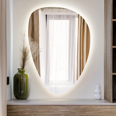 Irregular egg-shaped mirror Wall-mounted LED backlighting