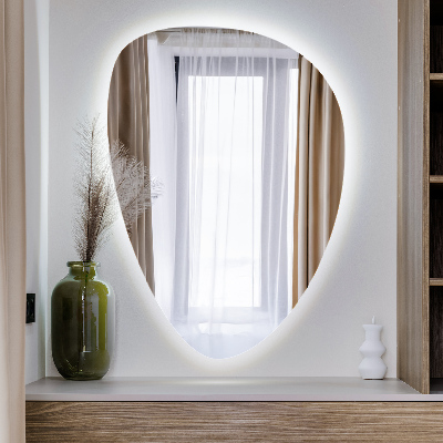 Irregular egg-shaped mirror Wall-mounted LED backlighting