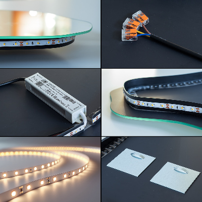 Irregular egg shaped wall mounted LED backlit mirror