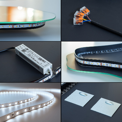 Irregular egg shaped wall mounted LED backlit mirror