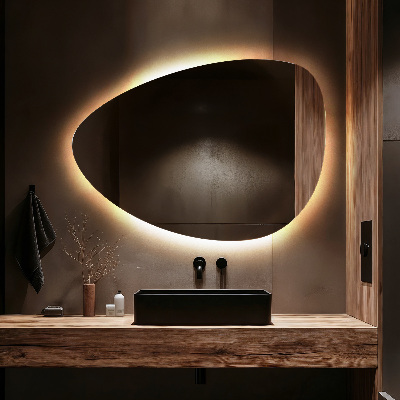 Irregular egg-shaped mirror Wall-mounted LED backlighting