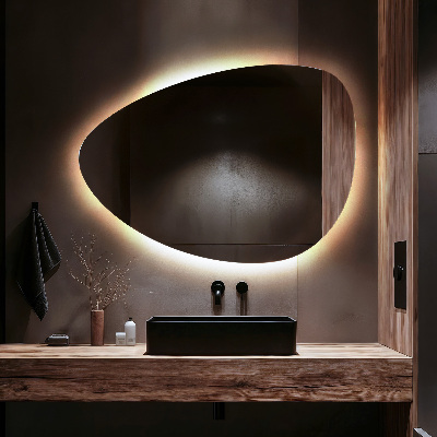 Irregular egg-shaped mirror Wall-mounted LED backlighting