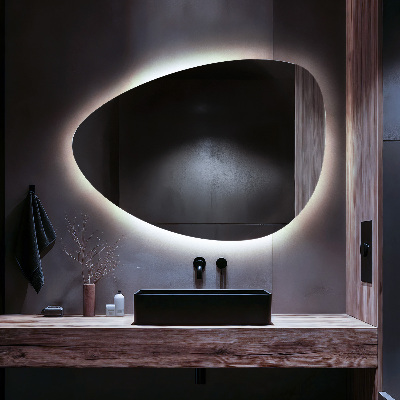 Irregular egg-shaped mirror Wall-mounted LED backlighting