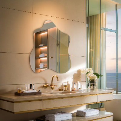 Mirror with asymmetrical stain