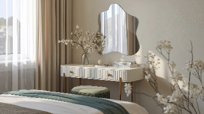 Mirror with asymmetrical stain