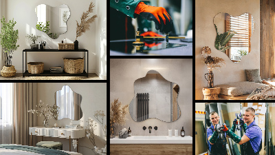 Mirror with asymmetrical stain