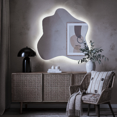 Irregular LED mirror in a splash-shaped design