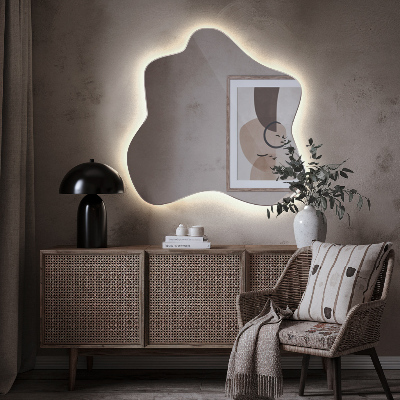Irregular LED mirror in a splash-shaped design