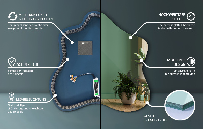 Irregular LED mirror in a splash-shaped design