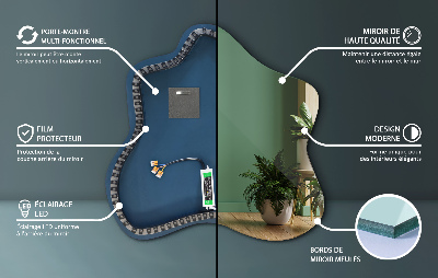 Irregular LED mirror in a splash-shaped design