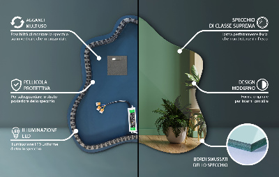 Irregular LED mirror in a splash-shaped design