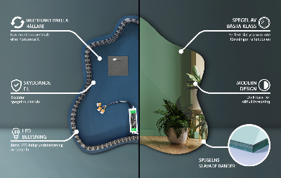 Irregular LED mirror in a splash-shaped design