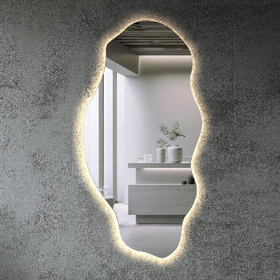 Irregular shaped lighted mirror decorative stain