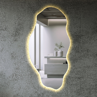 Irregular shaped lighted mirror decorative stain