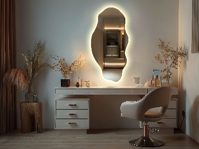 Irregular shaped lighted mirror decorative stain