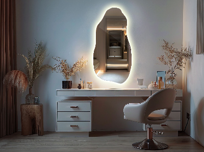 Asymmetrical LED mirror modern interior