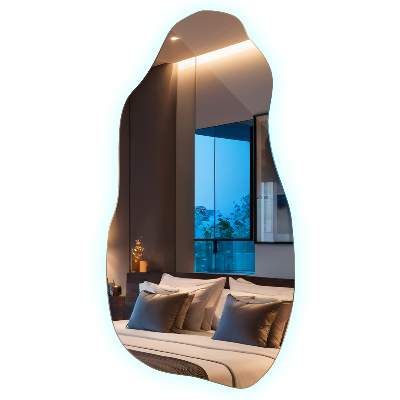 Asymmetrical LED mirror modern interior