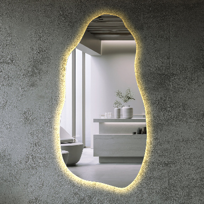 Asymmetrical LED mirror modern interior