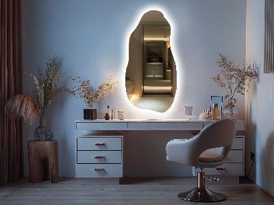 Asymmetrical LED mirror modern interior