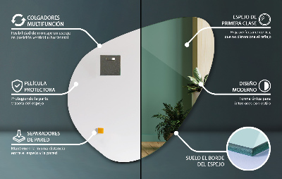 Asymmetric mirror pebble shape frameless