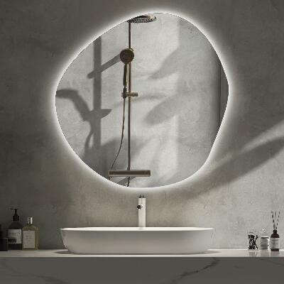 Irregular shaped lighted mirror