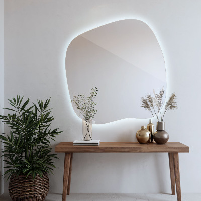 Irregular shaped lighted mirror unique