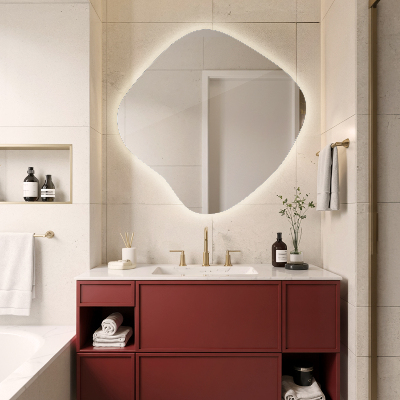 Irregular shaped lighted mirror unique