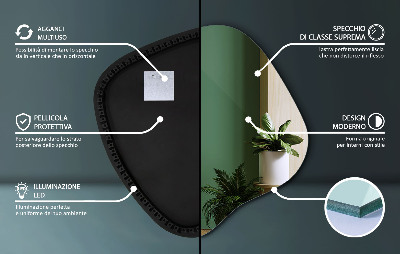 Irregular shaped lighted mirror unique