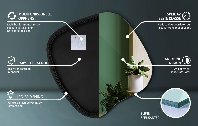 Irregular shaped lighted mirror unique
