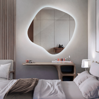 Irregular shaped lighted mirror unique
