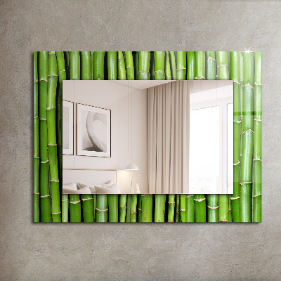 Mirror frame with print Green bamboo stalks