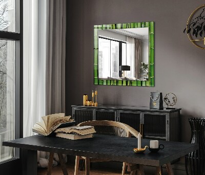 Mirror frame with print Green bamboo stalks