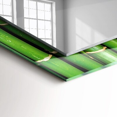 Mirror frame with print Green bamboo stalks