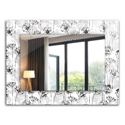 Wall mirror decor Flowers pattern monochrome