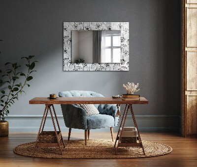 Wall mirror decor Flowers pattern monochrome