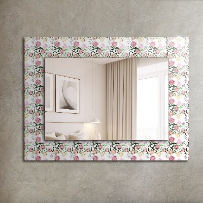 Mirror frame with print Floral pattern