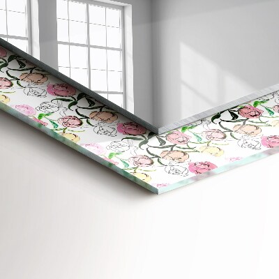 Mirror frame with print Floral pattern