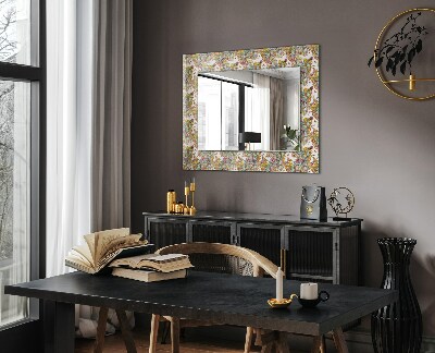 Mirror frame with print Colorful butterfly flowers