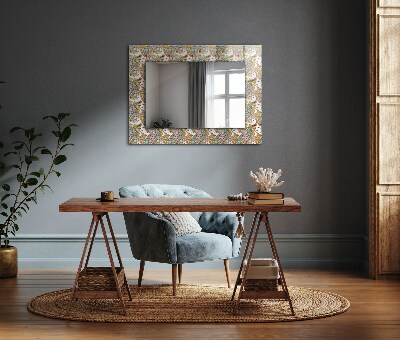 Mirror frame with print Colorful butterfly flowers