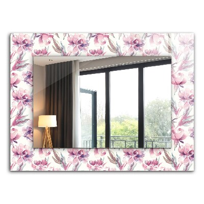 Printed mirror Purple floral patterns