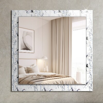 Wall mirror design Cranes and bamboos