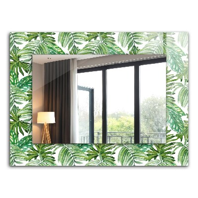 Decorative mirror Green tropical leaves