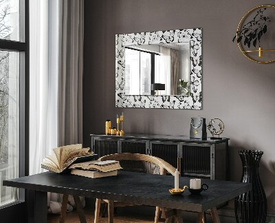 Mirror frame with print Black and white butterflies