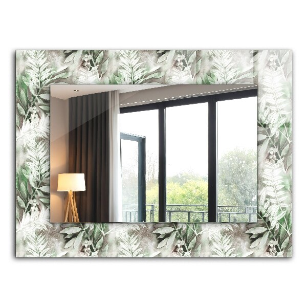 Wall mirror design Green leaves pattern