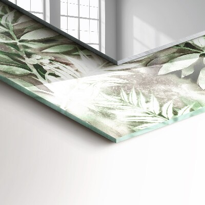 Wall mirror design Green leaves pattern