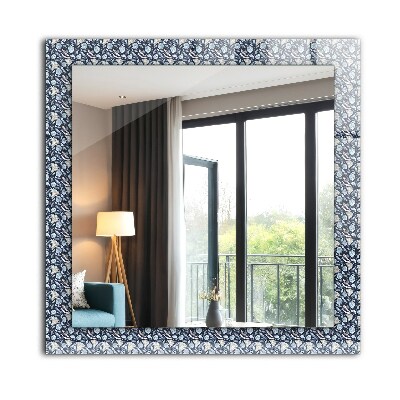 Printed mirror Blue flower pattern