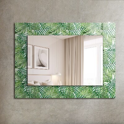 Mirror frame with print Green palm leaves