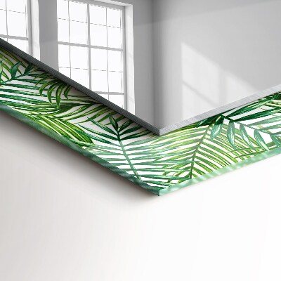 Mirror frame with print Green palm leaves